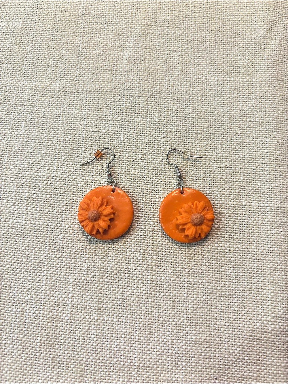Orange Floral Drop Earrings